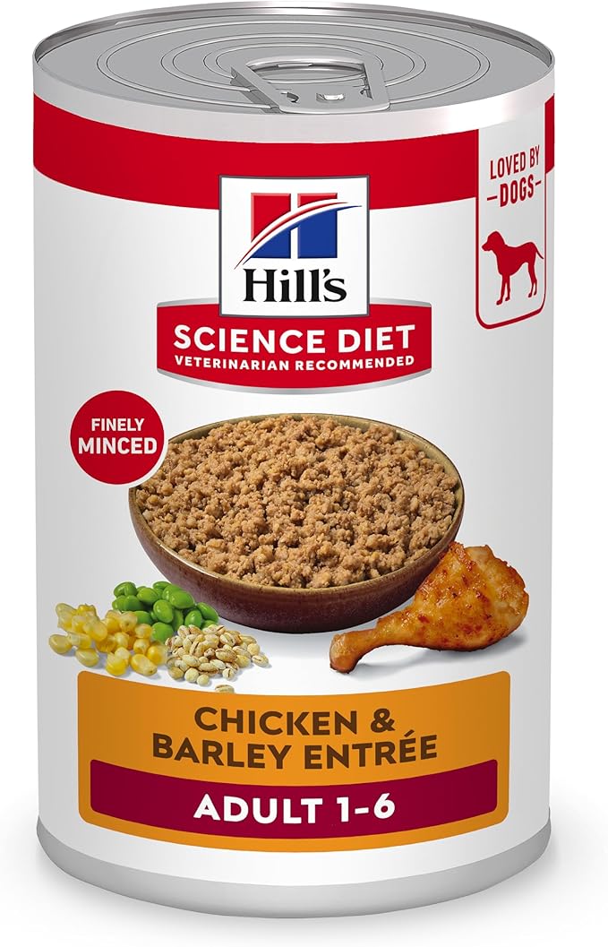 Hill's Science Diet Adult 1-6 Wet Dog Food, Chicken & Barley, 13 oz. Cans, 12-Pack