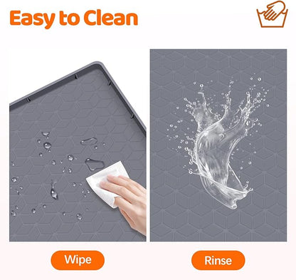 Pee Pads for Dogs, 34" x 22" Extra Large Reusable Dog Silicone Mat for Floor Protector, Washable Non-Slip Dog Training Pads for Potty Training (Grey)