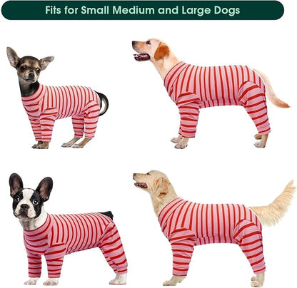 Kuoser Recovery Suit for Small Dogs After Surgery, Long Sleeve Dog Surgery Recovery Suit, Dog Onesie for Abdominal Wounds Skin Disease, Red S
