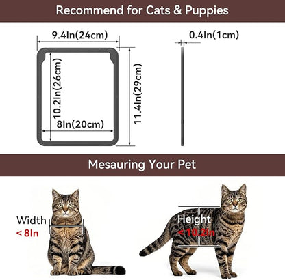 PETLESO Small Dog Door for Screen Door, Cat Door 8"×10" Magnetic Flap Self-Closing, Pet Screen Door for Sliding Door, Puppy Doggy and Cat Door Built in Screen, Lockable, Black S