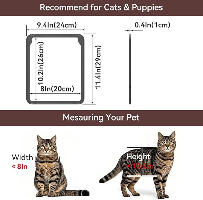 Cat Screen Door with Magnetic Closure Doggy Screen Door for Sliding Screen Door/Window Lockable Door for Kitty/Cats/Doggies