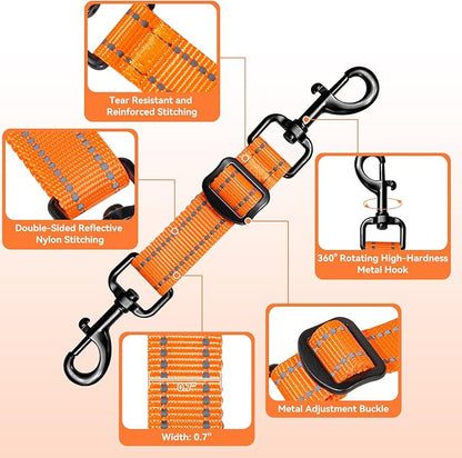 Dog Collar Safety Clip, Reflective Double-Ended Backup Connector for Harness to Collar, Adjustable Safety Clip for Prong, Pinch Collars, Prevents Escapes & Accidental Disconnection