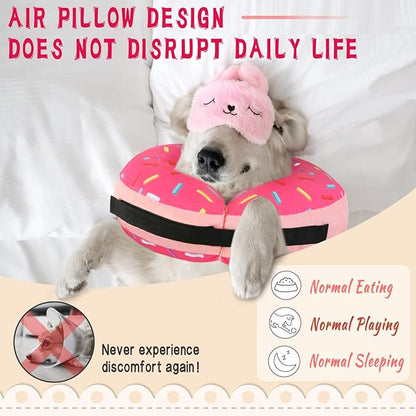 Inflatable Soft Dog Cone Collar for Small Medium Large Dogs & Cats Alternative After Surgery, Blow Up Pet Donut Neck Cone Prevent from Biting & Scratching, Comfy Adjustable Recovery Pillow Collar