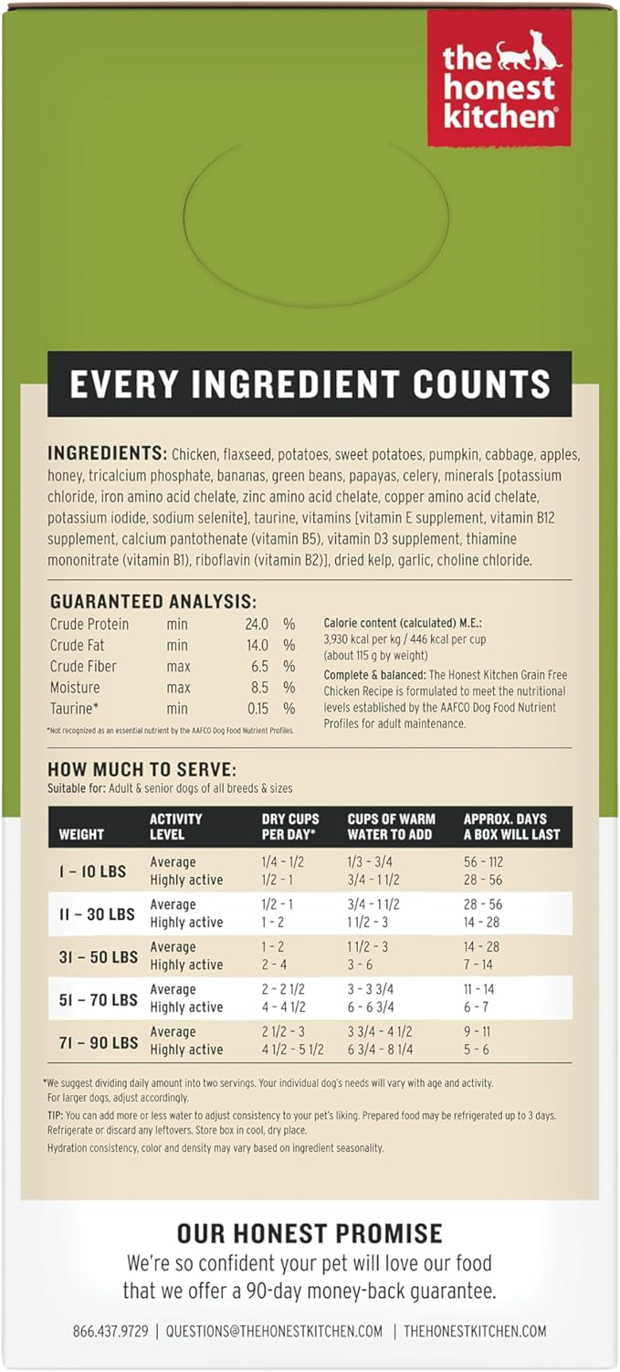 The Honest Kitchen Human Grade Wholemade™ Dehydrated Grain Free Chicken Dog Food - Complete & Balanced Meal or Topper - 7 lb Box