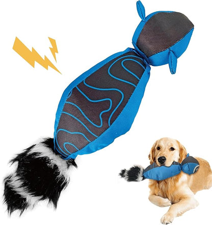 Blue Raccoon Oxford Launching Flying Dog Toy Slingshot Chase Fetch Training Interactive Dog Toy Durable Stuffed Animal Dog Squeaky Toy for Medium Large Dogs Toy Gift 38cm/14.96in