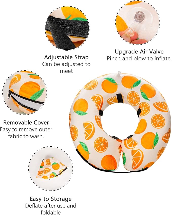 MIDOG Soft Inflatable Dog Cone, Donut E-Collar Alternative for After Surgery, Prevents Licking, Allowing Normal Eating & Vision, Comfortable Recovery Collar for Small Medium Large Dogs&Cats, Orange-XS