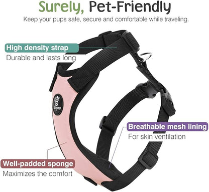 VavoPaw Dog Seat Belt, Safety Vest Dog Car Harness with Adjustable Buckle Dog Seat-Belt for Vehicle Nylon Pet Safety Seats Belts Heavy Duty(XL, Pink)