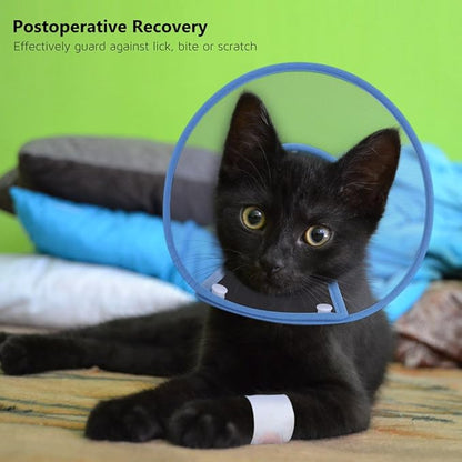 Cat Cone Collar, to Stop Licking, Recovery Elizabethan After Surgery, Clear Soft Neck E-Collar, Not Block Vision, for Kitten Puppy Dog Pet in Surgery Remedy - M in Blue
