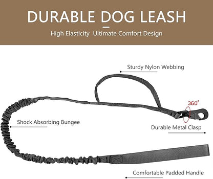 DAGANXI Tactical Dog Collar, Adjustable Military Training Nylon Dog Collar with Control Handle and Heavy Metal Buckle for Medium and Large Dogs, with Patches and Airtags Case (XXL, Black-Set)