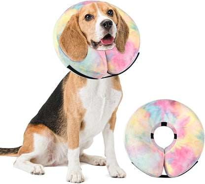 Dog Cone, Y-blue Cone Collar Inflatable Dog Neck Collar Recovery E-Collar Alternative, Cat Donut Collar After Surgery for Dogs and Cats(Pink Blue, M+)