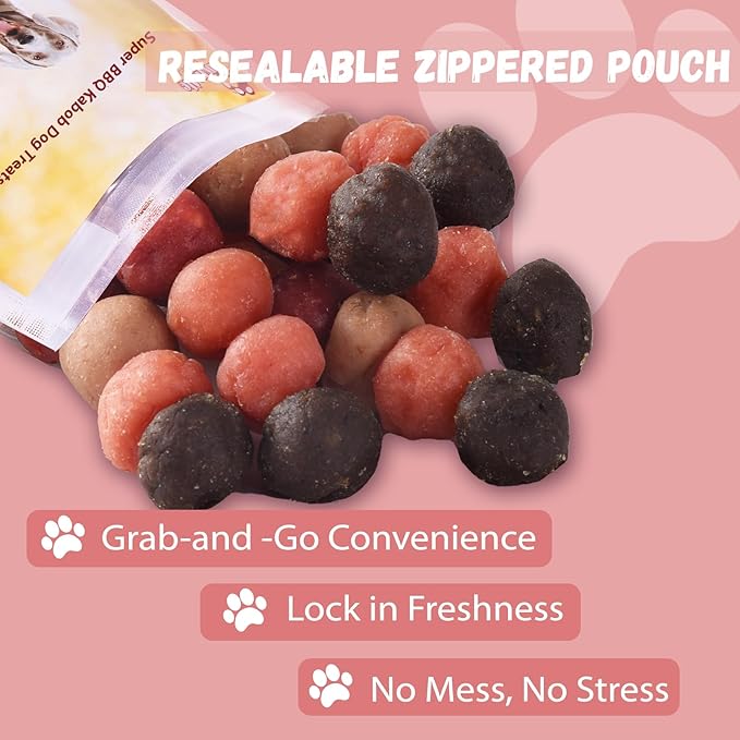 Pawmate 6-in-1 Kabobs Dog Treats, Multi-Flavor Jerky Treats Made with Chicken, Duck, Salmon, Beef, and Rabbit on Rawhide Sticks, Healthy Long Lasting Dog Chews for Small Medium Large Dogs, 10.6 oz