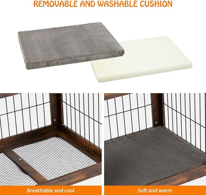 Dog Crate Furniture with Drawers, Wooden Dog Kennel Furniture for Large Breed,End Table Wood Dog House for Indoor Use,Dog Crate for Small/Medium/Large Dog