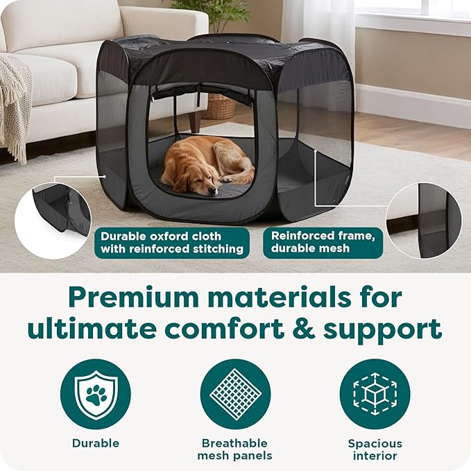 FurHaven Portable Pet Playpen for Dogs & Cats, Foldable Indoor Kitten Playpen with Mesh Sides, Pop Up Travel Dog Pen, X-Large, Purple