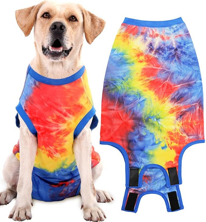 Dog Surgery Recovery Suit for Male Female, Spay Neuter Cone Alternative Surgical Onesie, Tie-dye Purple (Tie-dye Blue, X-Large (Back 19.7'', Chest 22''-24''))