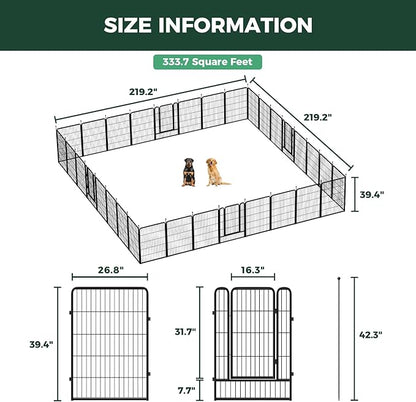 FXW Rollick Unleashed Dog Playpen for Indoor, Yard, RV Camping, 40 inch 32 Panels for Medium and Large Dogs, Black│Patented