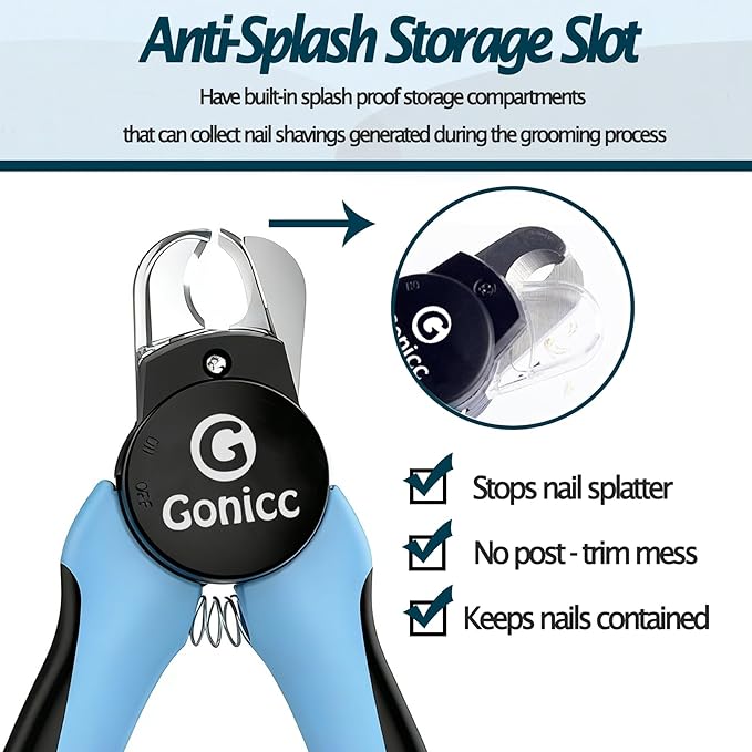 gonicc LED Pet Nail Clippers for Dogs & Cats, Light-Up Dog Nail Trimmer with Safety Lock & Built‑in File, Professional Stainless Steel Nail Clippers for Medium & Large Pets