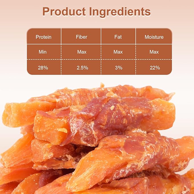 Soft Dog Treats Chicken Sweet Potato Sticks Puppy Easy to Digest Training Snacks Chicken Wrapped Sweet Potato 2lb