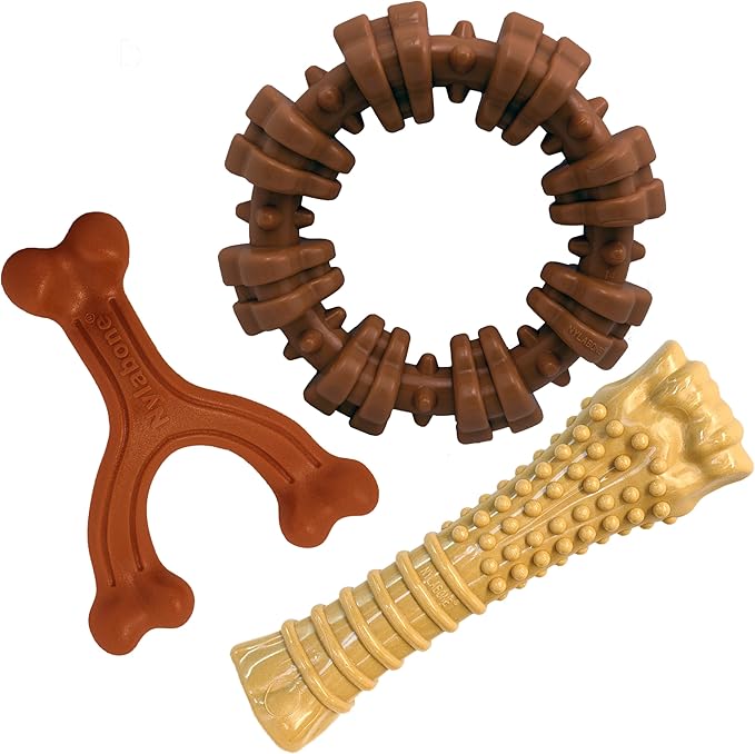 Nylabone Customer Favorites Power Chew Toy Bundle for Dogs, Indestructible Dog Toys for Aggressive Chewers, Pack of 3 Dog Toys, Flavor Medley, Large Dogs - Up to 50 lbs, 3 Pack