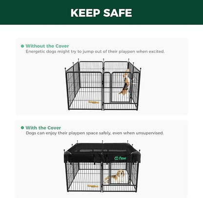 FXW Rollick Unleashed Dog Playpen for Indoor, Yard, RV Camping, 24 inch 6 Panels Dog Pen with Playpen Cover for Small and Puppy Dogs, Black│Patented