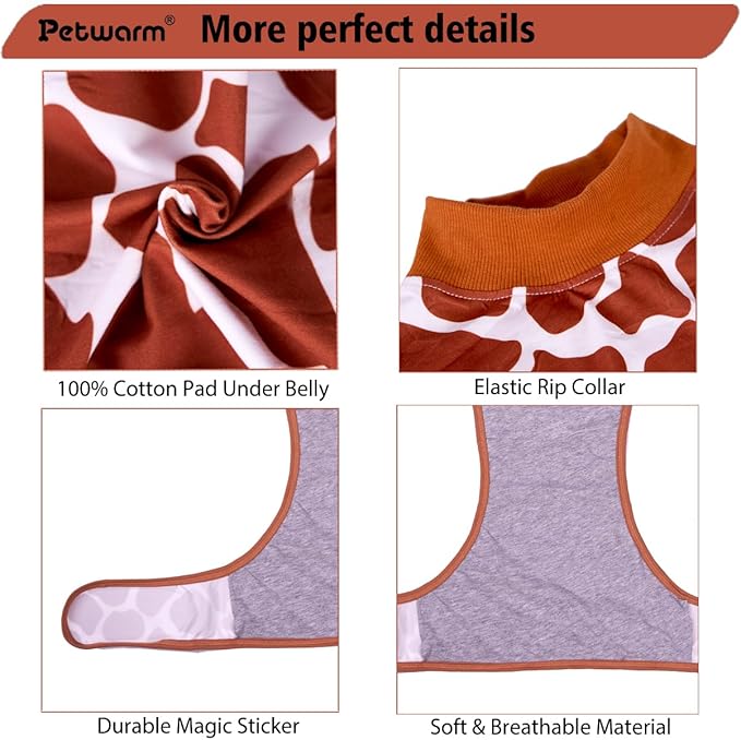 PetWarm Dog Recovery Suit, Surgical Suit for Dogs, Dog Onesie After Surgery for Comfort and Coverage, Full Body Suit for Spay Neuter Use, Irritation-Free Design, Leopard Pattern, Brown, 2XL