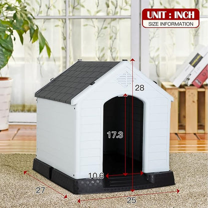 BestPet Dog House Indoor Outdoor Insulated Kennel Durable Plastic Dog House for Small Medium Large Dogs Weather & Water Resistant Pet Crate with Air Vents and Elevated Floor