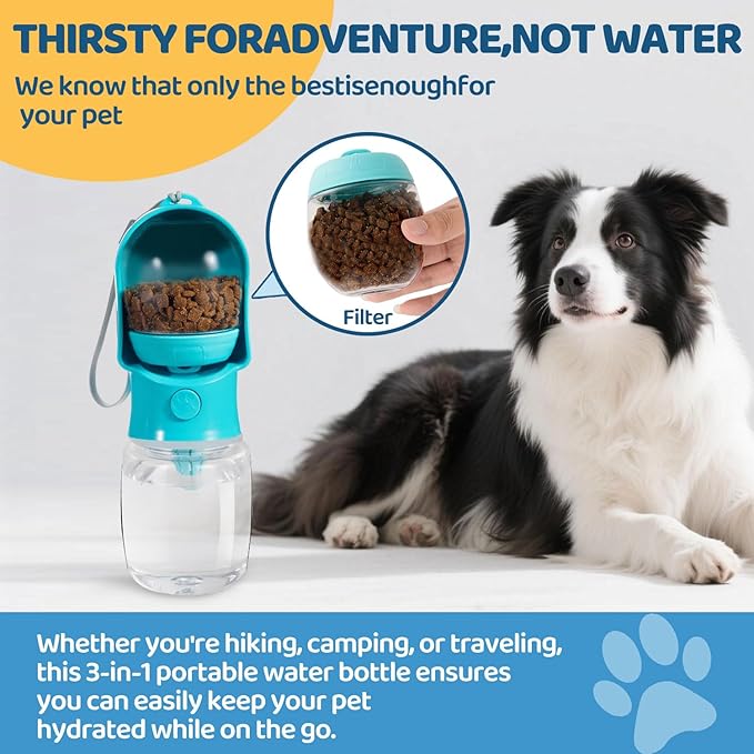 Dog Water Bottle with Food Storage Compartment Portable Pet Dispenser Dogs Stuff Water Bottle Puppy Supplies Portable Travel Dogs Bowls Dog Accessories for Walking and Hiking