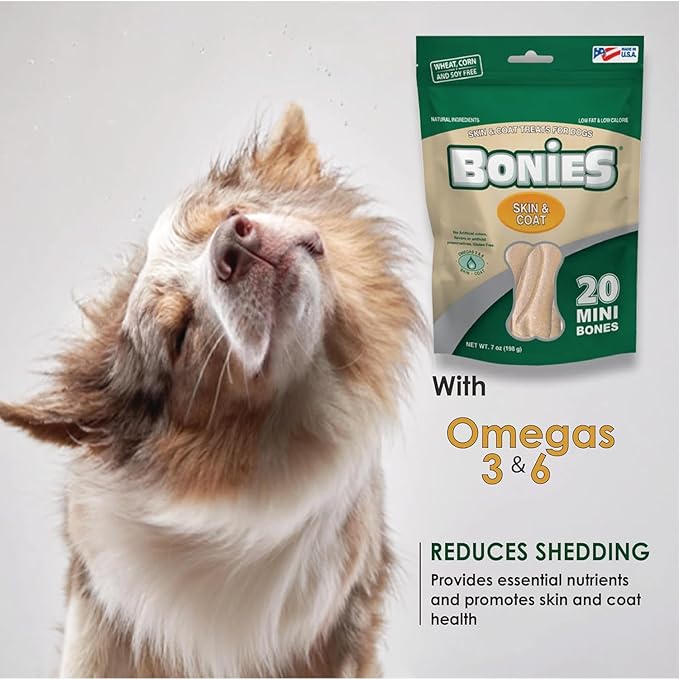 Bonies Natural Skin & Coat Formula Large-Sized Single Bone - Promote Silky Coat & Healthy Skin, Healthy Teeth & Fresh Breath, Low Calories - Chicken Flavor, [Large Dogs], 5 Bones