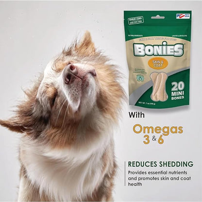 Bonies Natural Skin & Coat Formula Large-Sized Single Bone - Promote Silky Coat & Healthy Skin, Healthy Teeth & Fresh Breath, Low Calories - Chicken Flavor, [Large Dogs], 5 Bones