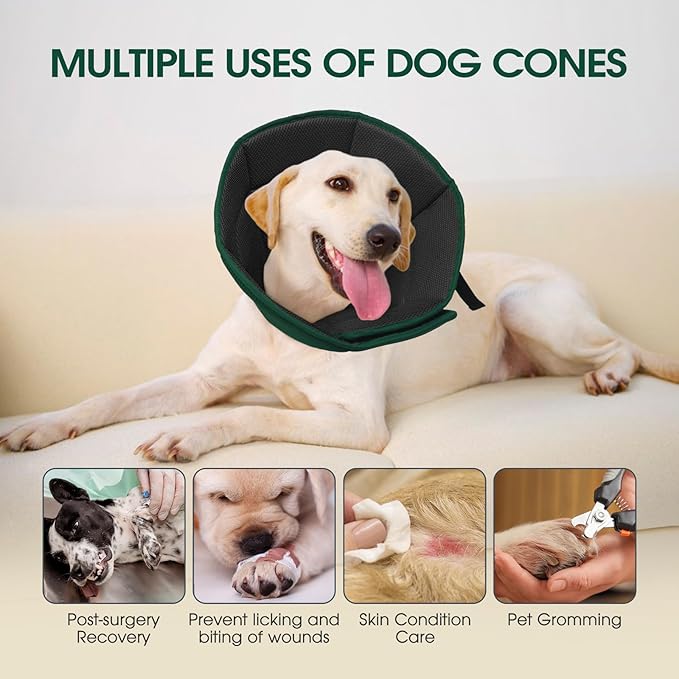 Dog Cone Collar After Surgery, Soft Cone for Small Dogs to Stop Licking, Adjustable Elizabethan Collar for Dogs, Lightweight Breathable Dog Recovery Cones for Wound Healing & Hot Spots