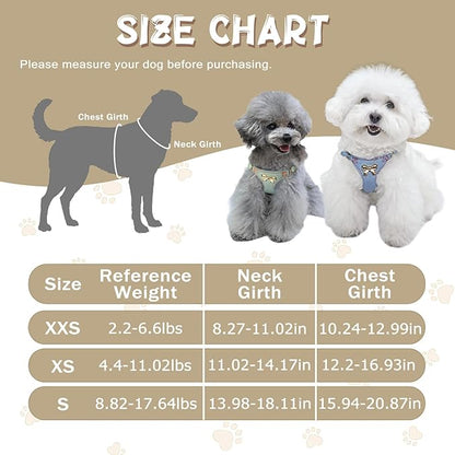 No Pull Dog Harness and Leash Set for Small Sized Dog Training Puppy Harnesses with Multifunction Dog Leash Soft Adjustable Denim No Choke Escape Proof Pet Harness for Small and Medium Dog (Brown XS)