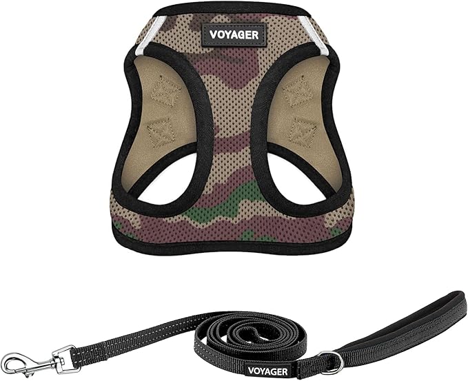 Best Pet Supplies Voyager Step-in Air All Weather Mesh Harness and Reflective Dog 5ft Leash Combo with Neoprene Handle, for Small, Medium and Large Breed Puppies - Set (Army Base), Medium