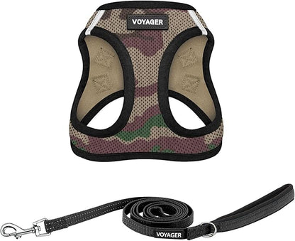 Best Pet Supplies Voyager Step-in Air All Weather Mesh Harness and Reflective Dog 5ft Leash Combo with Neoprene Handle, for Small, Medium and Large Breed Puppies - Set (Army Base), Medium