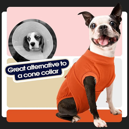 FUAMEY Dog Recovery Suit Male,Dogs Surgery Neuter Suits Puppy Spay Shirts for Female Protect Dog's Skin Anti Licking Abdominal Wounds Doggie Onesie Pet Bodysuit Alternative to Cone Orange XL