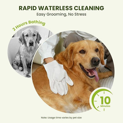 12PCS Hypoallergenic Pet Glove Wipes for Dogs & Cats - Quick Clean & Deodorizing Between Baths & Travel | Dog Washing Wipes for Fur, Butt, Paws, Eyes & Ears |Cat Cleaning Gloves for Grooming & Bathing