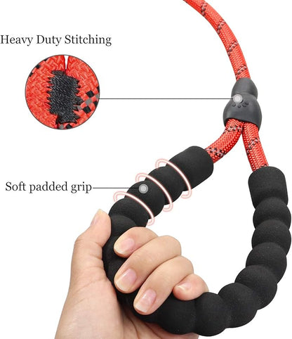 TagME 6ft Slip Dog Lead, No Pull Reflective Training Leash with Padded Handle, Professional Rope P-Leash for Small Medium Large Dogs, Heavy Duty Correction Lead for Walking & Training (Red)