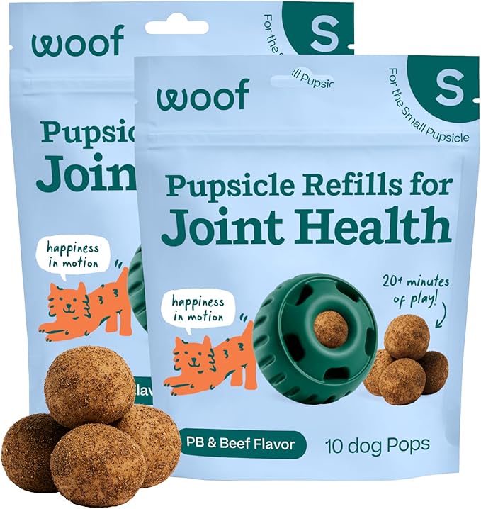 WOOF Hip & Joint Pupsicle Refill Pops - Dog Joint Supplement for The Pupsicle Toy to Support Joint Health, Recovery, and Mobility - Small Pops - 2 Pack