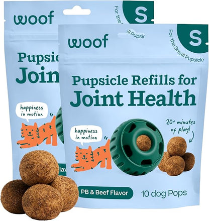 WOOF Hip & Joint Pupsicle Refill Pops - Dog Joint Supplement for The Pupsicle Toy to Support Joint Health, Recovery, and Mobility - Small Pops - 2 Pack