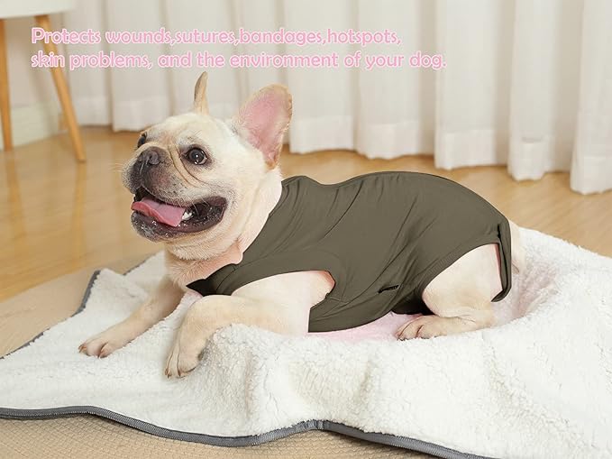 Dog Surgery Recovery Suit - After Spay, Abdominal Wounds Post Surgical Recovery, Anti Licking Breathable Dog Onesies for Small, Medium & Large Pet, Alternative Bandages Cone E-Collar