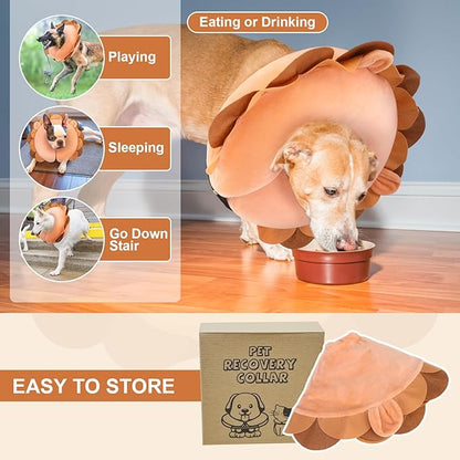 BEAUTYZOO Dog Cone Alternative After Surgery for Large Medium Small Dogs, Soft Inflatable Cone Collar for Dogs Cats, Pet Neck Donut E Collar Dog Recovery Collars to Stop Licking, Lion, S