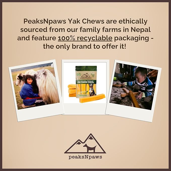 peaksNpaws Premium Yak Cheese Dog Treats - Natural Yak Chews from Himalayan Mountains - Grain Free, Lactose Free - Easily Digestible, 100% Eco-Friendly Packaging (5 Lb. Bag)