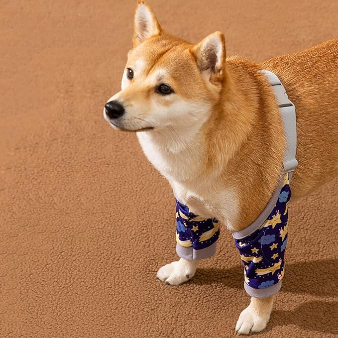 HDKUW Dog Front Leg Braces Recovery Sleeve, Pet Knee Brace Wounds Protector for Medium Large Dog Blue Star L