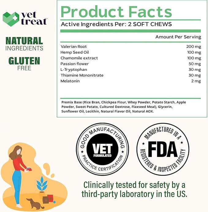 Hemp Calming Chews for Dogs Anxiety -120 Hemp Dog Calming Chews - Anxiety Relief Treats with Melatonin - Advanced Pet Stress Relief, Separation Aid, Barking, Thunder, Fireworks, Travel - Made in USA