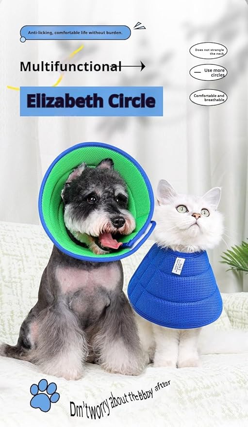 Soft Dog Cone Collar Alternative, Adjustable E-Collar for Surgery Recovery & Wound Protection. Comfy Elizabethan Cone for All Pets. (Blue, S(Fit 5.5-8.8 lb Dog &6.6-13.2 lb Cat))