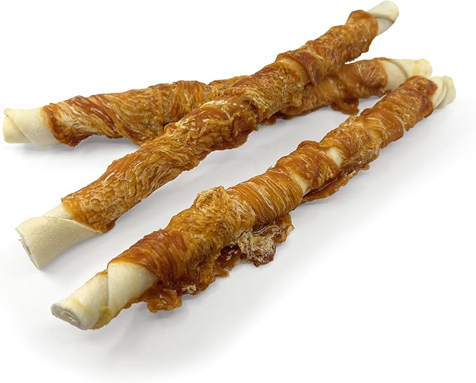 Pet 'n Shape Chik 'n Hide Twist - Chicken Wrapped Rawhide Natural Dog Treats, Large, 6 Count