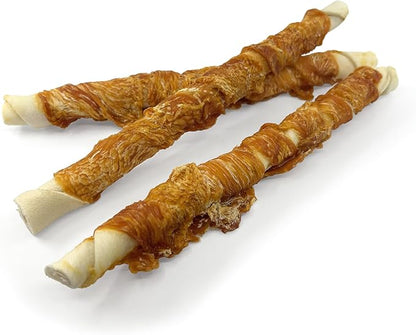 Pet 'n Shape Chik 'n Hide Twist - Chicken Wrapped Rawhide Natural Dog Treats, Large, 6 Count