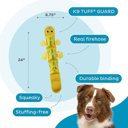 Outward Hound Fire Biterz Yellow Lizard Plush Firehose Material Interactive Dog Toy, Large