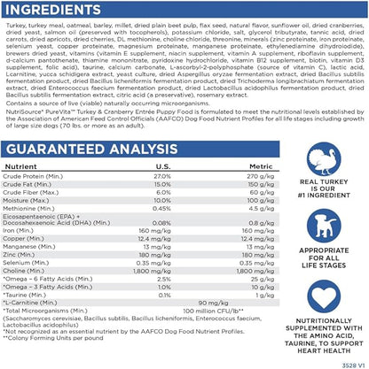 NutriSource Pure Vita Turkey & Cranberry Puppy Food, 12LB
