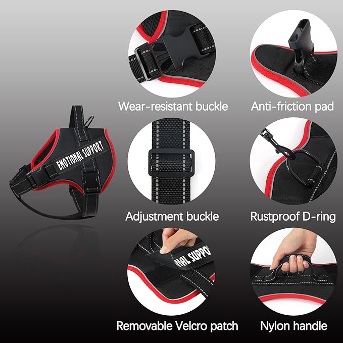 voopet Emotional Support Dog Harness, Professional Service Dog Vest Harness for Small Medium Large Dogs, Reflective Breathable and Adjustable No Pull/Choke ESA Essential Harness