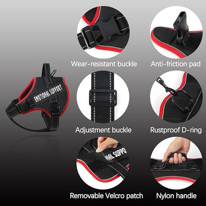 voopet Emotional Support Dog Harness, Professional Service Dog Vest Harness for Small Medium Large Dogs, Reflective Breathable and Adjustable No Pull/Choke ESA Essential Harness