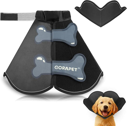 Dog Cone Collar Alternative, Partially Detachable Hard & Heavy Cone for Lab Golden GSD (Small&Medium Sized), Elizabethan Adjustable Protective Dog Neck Head Recovery Cone After Surgery Anti Licking